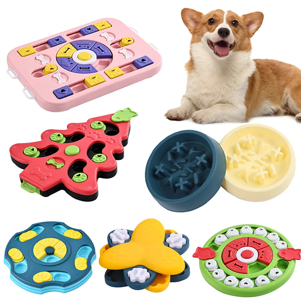 Dog Puzzle Feeder Toy - ลูกสุนัข IQ เครื่องจ่ายอาหารช้ากินชามกันลื่นสัตว์เลี้ยงแมวสุนัขเกมสุนัขปริศนาของเล่นช้า Feeder Interactive เพิ่ม