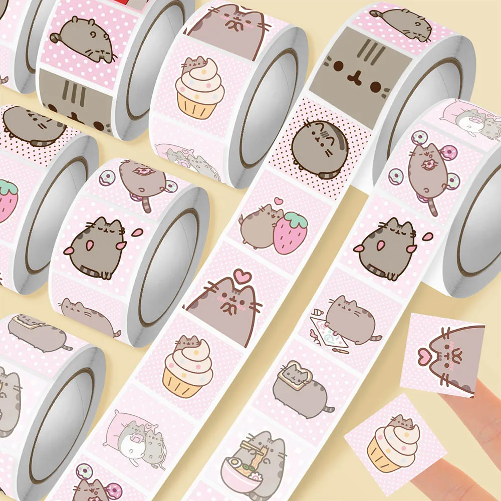 Cat Toys - ฮู 500 ชิ้น สติกเกอร์ม้วนลายการ์ตูนแมวพูชีน กันน้ำ สำหรับกราฟฟิตี้